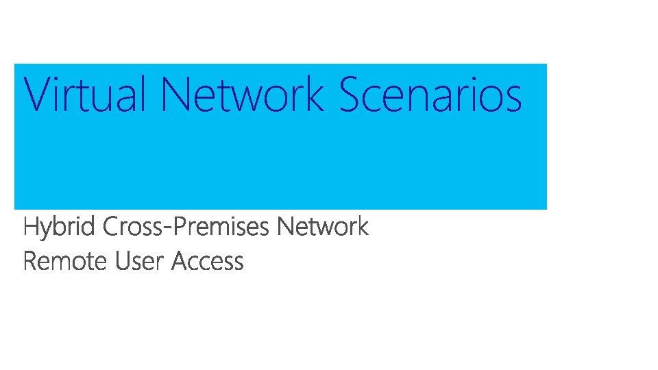 Virtual Network Scenarios 