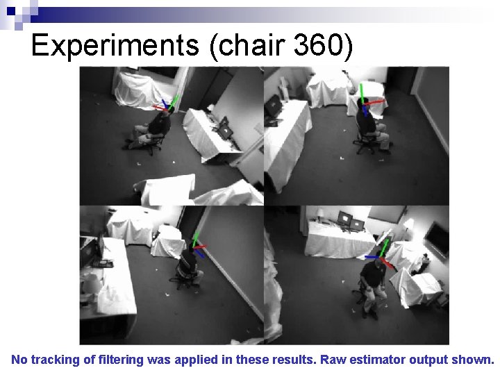 Experiments (chair 360) No tracking of filtering was applied in these results. Raw estimator