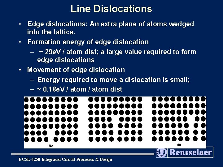 Line Dislocations • Edge dislocations: An extra plane of atoms wedged into the lattice.