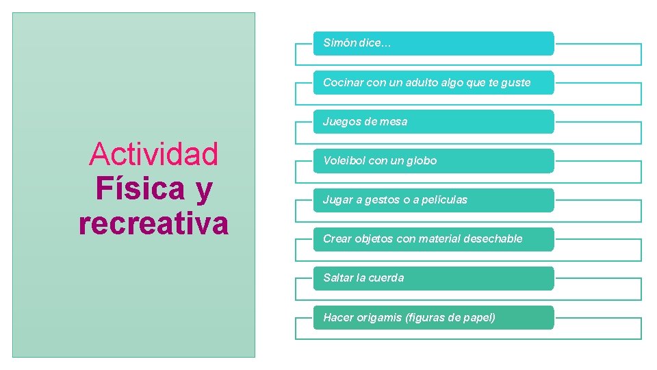 Simón dice… Cocinar con un adulto algo que te guste Juegos de mesa Actividad