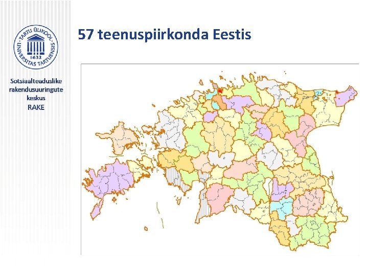 57 teenuspiirkonda Eestis 