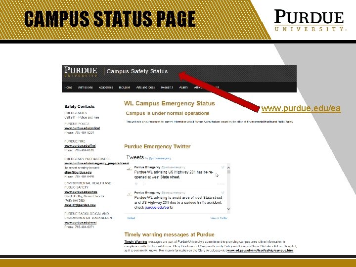 CAMPUS STATUS PAGE www. purdue. edu/ea 