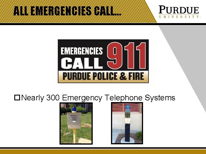 ALL EMERGENCIES CALL… Nearly 300 Emergency Telephone Systems 