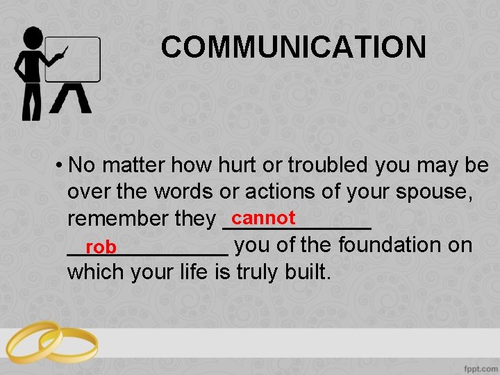 COMMUNICATION • No matter how hurt or troubled you may be over the words