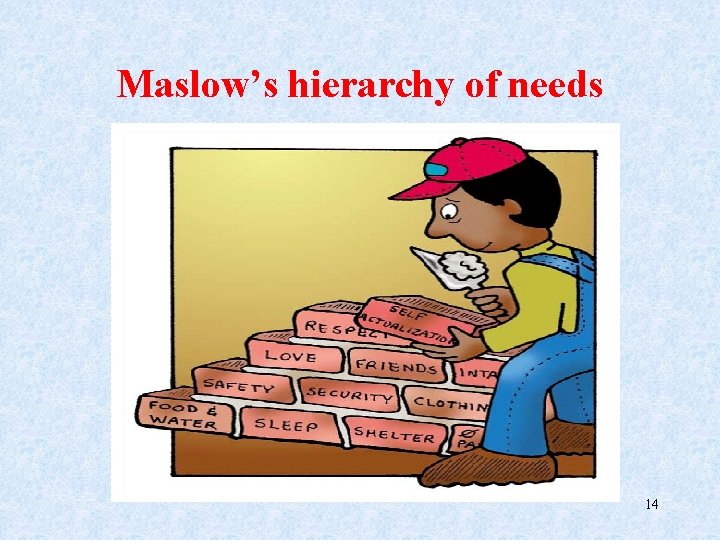 Maslow’s hierarchy of needs 14 