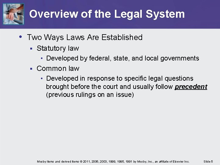 Overview of the Legal System • Two Ways Laws Are Established § Statutory law