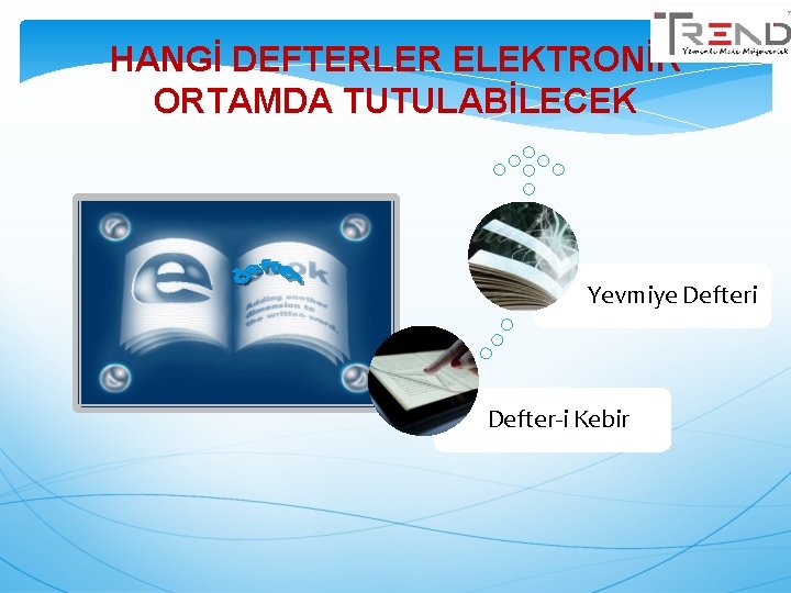 HANGİ DEFTERLER ELEKTRONİK ORTAMDA TUTULABİLECEK Yevmiye Defteri Defter-i Kebir 