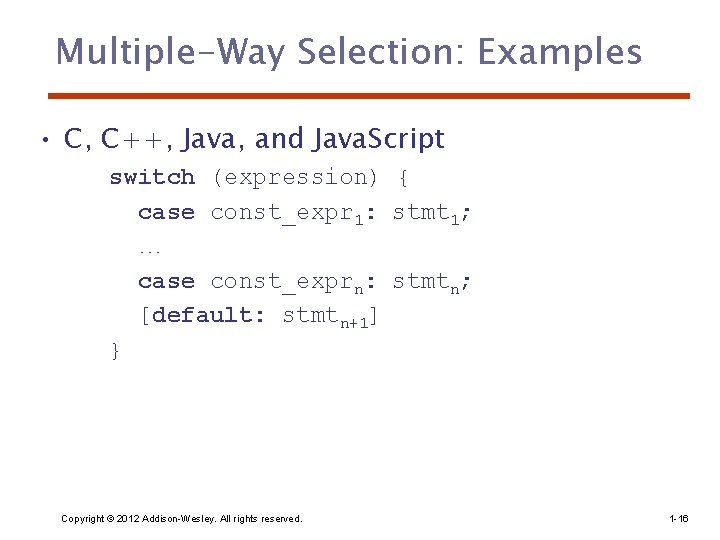 Two Way Selection Code Chapter 8 StatementLevel Control Structures Chapter 8 Topics