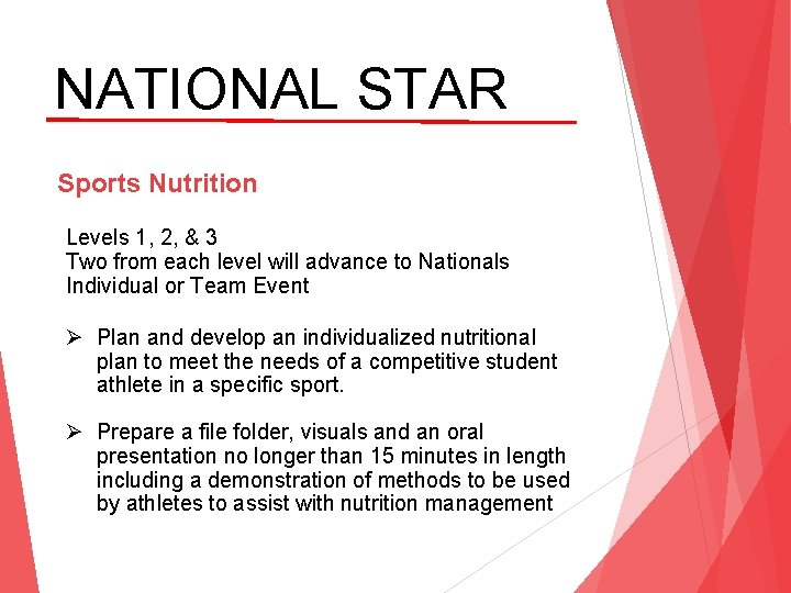 NATIONAL STAR Sports Nutrition Levels 1, 2, & 3 Two from each level will