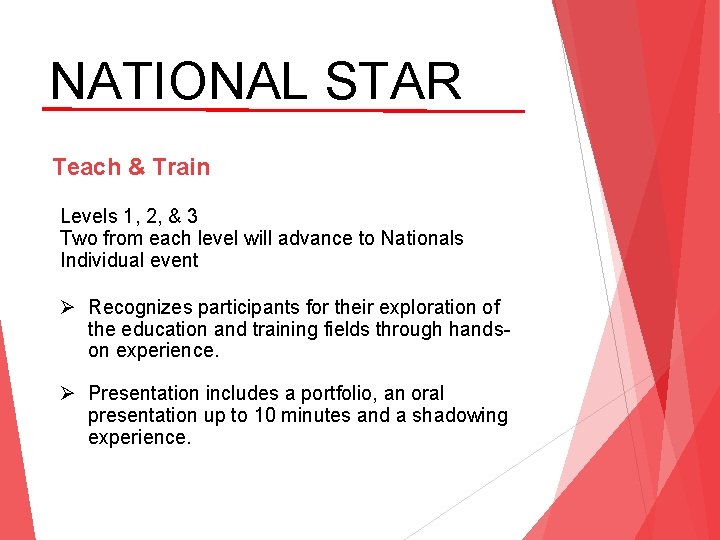 NATIONAL STAR Teach & Train Levels 1, 2, & 3 Two from each level
