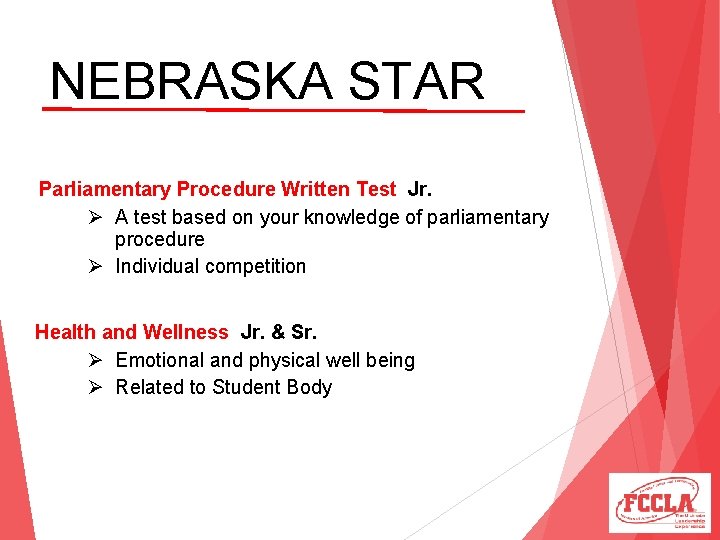 NEBRASKA STAR Parliamentary Procedure Written Test Jr. Ø A test based on your knowledge