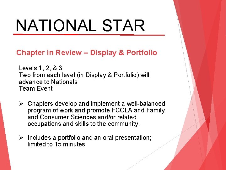 NATIONAL STAR Chapter in Review – Display & Portfolio Levels 1, 2, & 3
