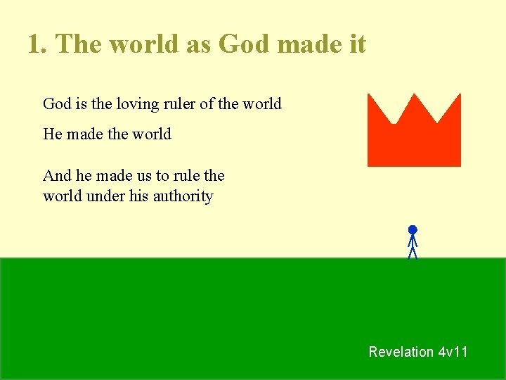 1. The world as God made it God is the loving ruler of the