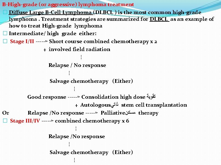 B-High-grade (or aggressive) lymphoma treatment � Diffuse Large B-Cell Lymphoma (DLBCL ) is the