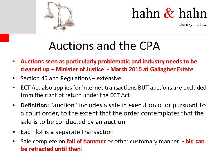 hahn & hahn attorneys at law Auctions and the CPA • Auctions seen as