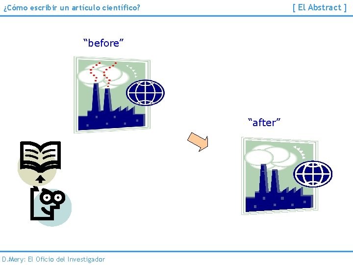 [ El Abstract ] ¿Cómo escribir un artículo científico? “before” “after” D. Mery: El