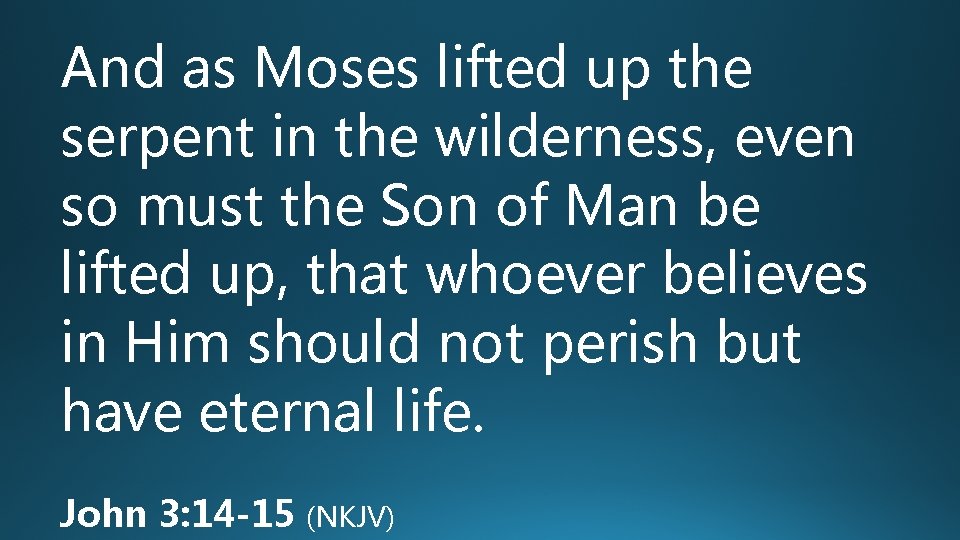 And as Moses lifted up the serpent in the wilderness, even so must the