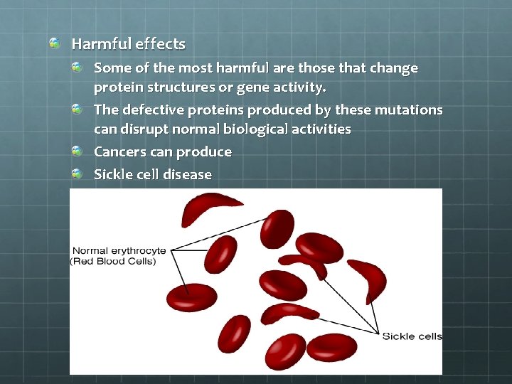 Harmful effects Some of the most harmful are those that change protein structures or