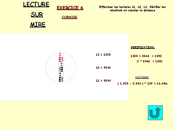 LECTURE SUR EXERCICE 6 Effectuer les lectures L 1, L 2, L 3, Vérifier