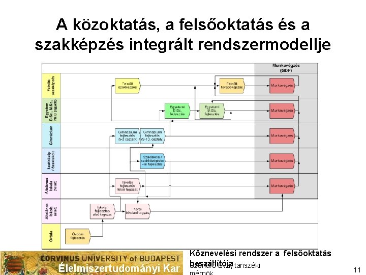 A közoktatás, a felsőoktatás és a szakképzés integrált rendszermodellje Élelmiszertudományi Kar Köznevelési rendszer a