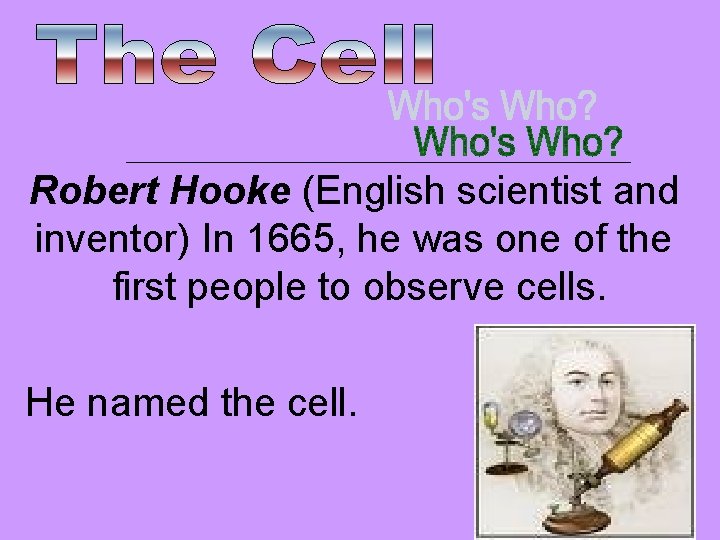 Robert Hooke (English scientist and inventor) In 1665, he was one of the first