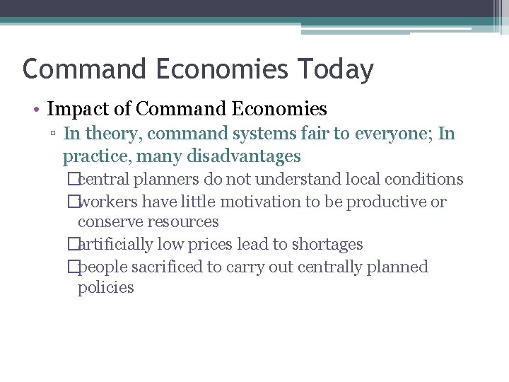 Economic Systems Chapter 2 Types of Economic Systems