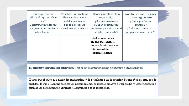 Dar explicación ¿Por qué algo es cómo es? Determinar las razones que generan el