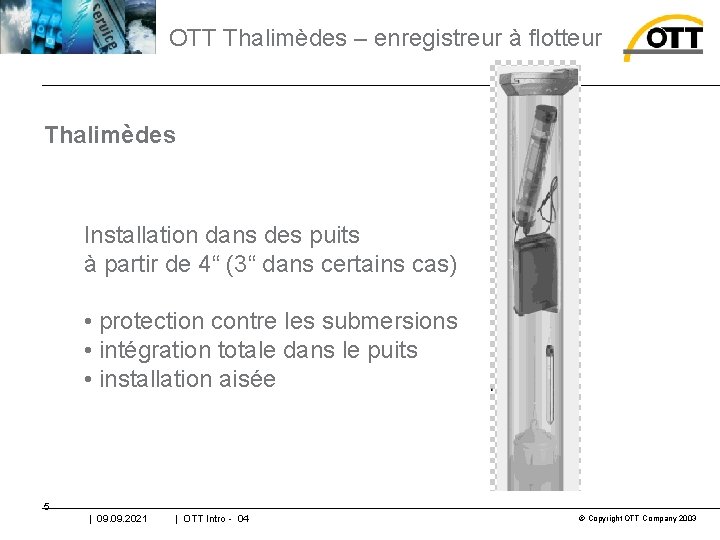 OTT Thalimèdes – enregistreur à flotteur Thalimèdes Installation dans des puits à partir de