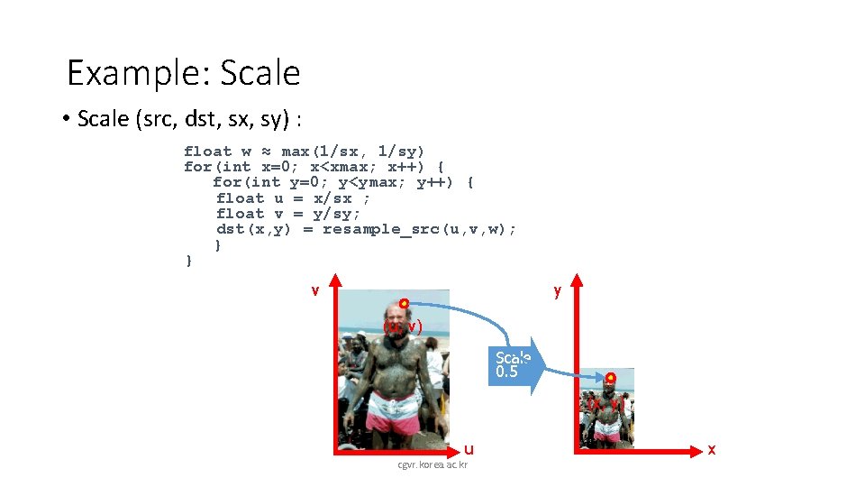 Example: Scale • Scale (src, dst, sx, sy) : float w ≈ max(1/sx, 1/sy)