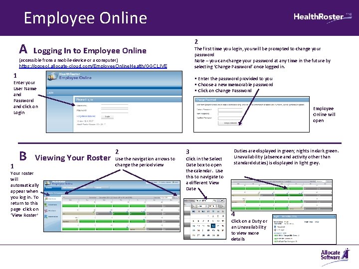 Employee Online A 2 Logging In to Employee Online The first time you login,