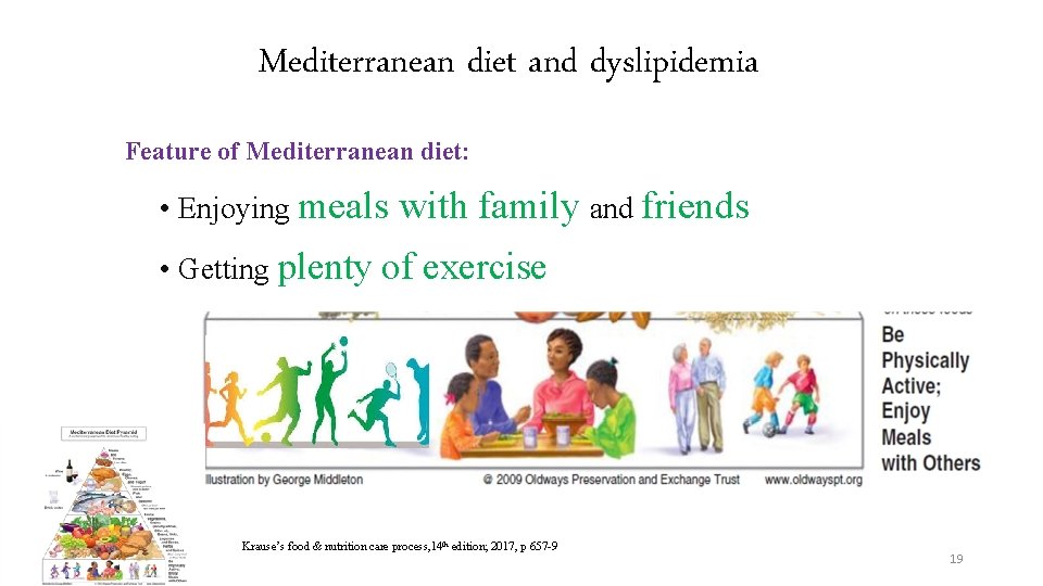 Mediterranean diet and dyslipidemia Feature of Mediterranean diet: • Enjoying meals • Getting plenty