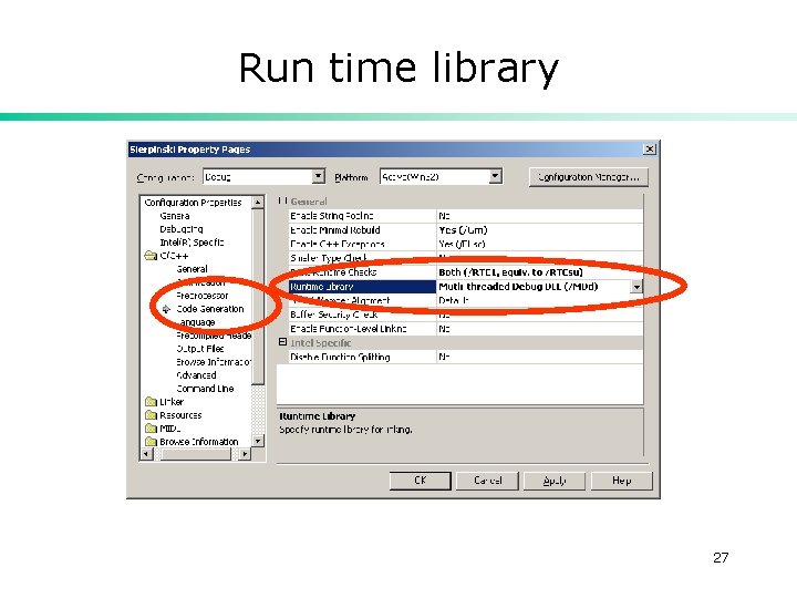 Run time library 27 