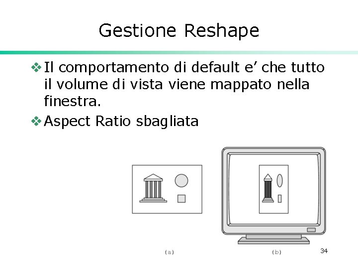 Gestione Reshape v Il comportamento di default e’ che tutto il volume di vista