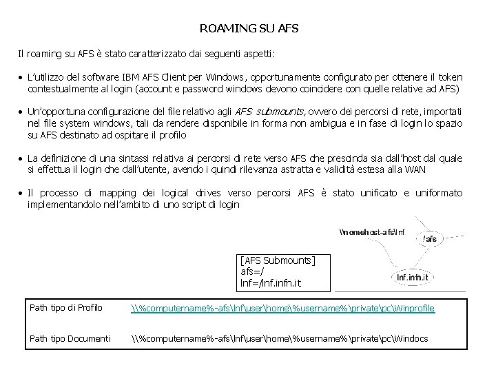 ROAMING SU AFS Il roaming su AFS è stato caratterizzato dai seguenti aspetti: •