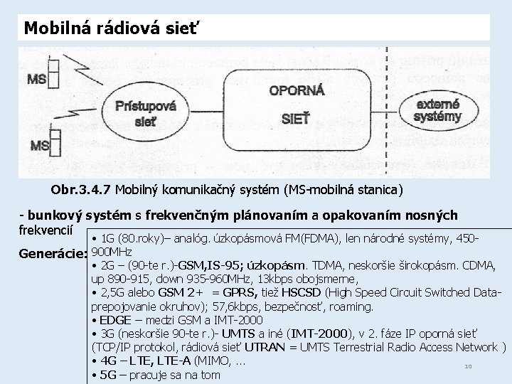 Mobilná rádiová sieť Obr. 3. 4. 7 Mobilný komunikačný systém (MS-mobilná stanica) - bunkový