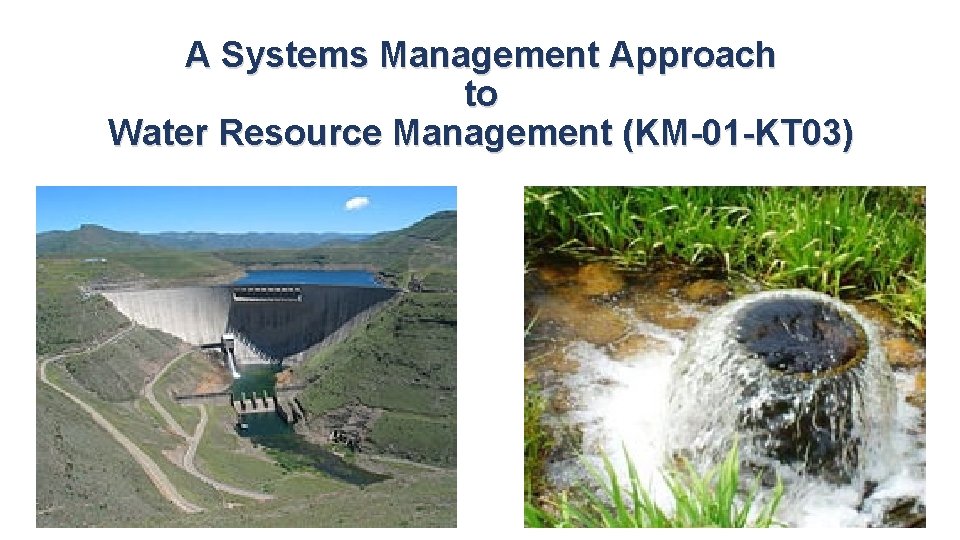 A Systems Management Approach to Water Resource Management