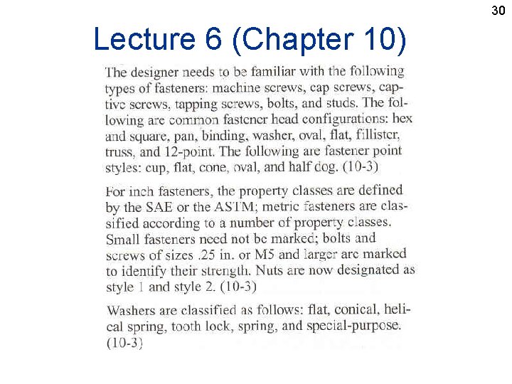 30 Lecture 6 (Chapter 10) 