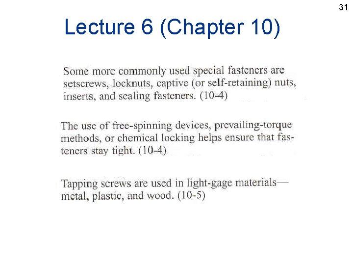 31 Lecture 6 (Chapter 10) 