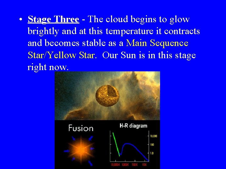  • Stage Three - The cloud begins to glow brightly and at this