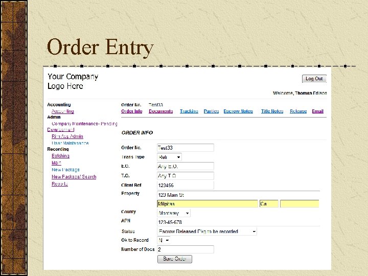 Order Entry 