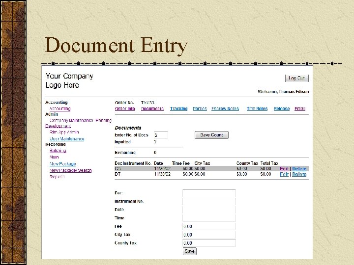 Document Entry 