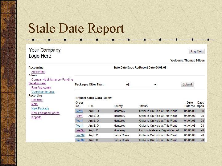 Stale Date Report 
