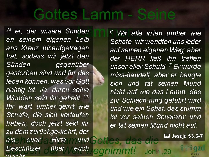 Gottes Lamm - Seine er, der unsere Sünden Wir alle irrten umher wie Lämmer