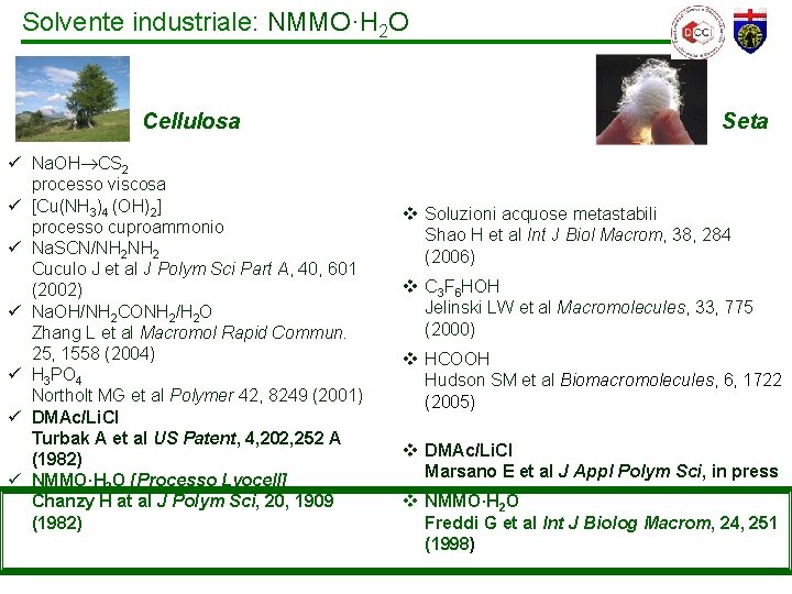 Solvente industriale: NMMO·H 2 O Cellulosa ü Na. OH CS 2 processo viscosa ü