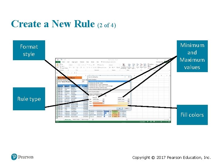 Create a New Rule (2 of 4) Format style Minimum and Maximum values Rule