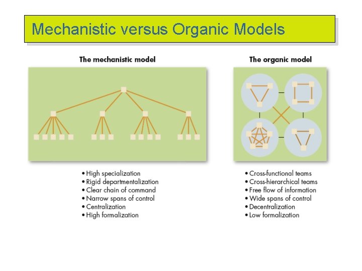 Mechanistic versus Organic Models 