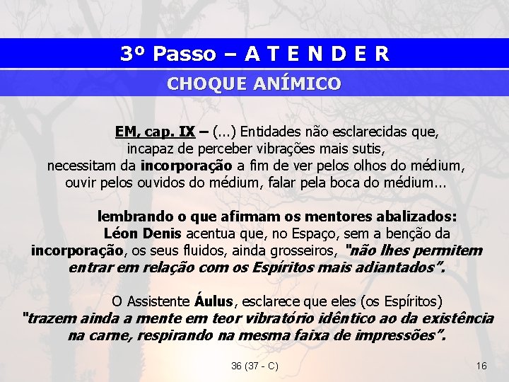 3º Passo – A T E N D E R CHOQUE ANÍMICO EM, cap.