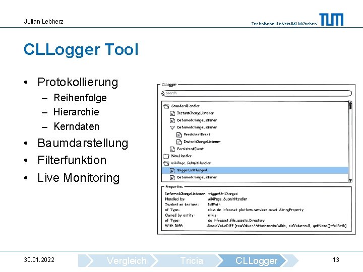 Julian Lebherz Technische Universität München CLLogger Tool • Protokollierung – Reihenfolge – Hierarchie –