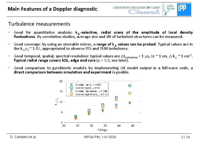 Main Features of a Doppler diagnostic Turbulence measurements • Good for quantitative analysis: k⊥-selective,