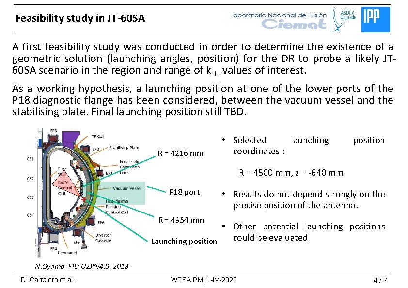 Feasibility study in JT-60 SA A first feasibility study was conducted in order to